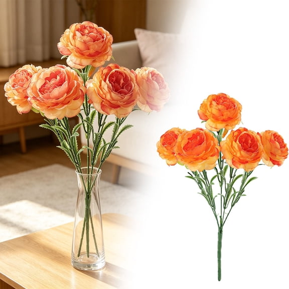 Clearance Artificial Fall Flowers with Stems, Artificial Fall Mums Outdoor Flowers, Fake Orange Chrysanthemums for Wedding Centerpieces, DIY Floral Arrangements, Home Party Fall Decor