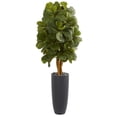 thumbnail image 1 of Nearly Natural 5735 5.5 ft. Fiddle Leaf Artificial Tree in Gray Cylinder Planter, 1 of 1