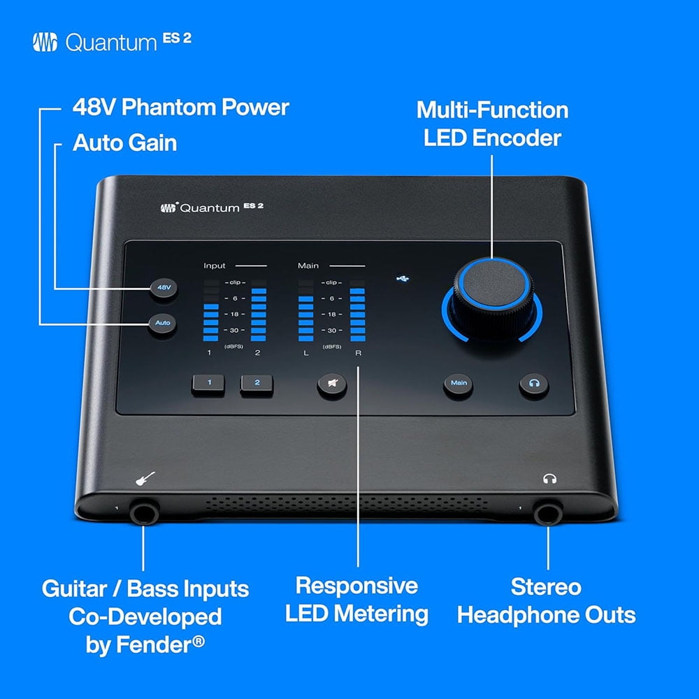 PreSonus 2777700503 Quantum ES 2 USB-C Audio Interface with Studio One Pro Software Bundle with 2YR CPS Enhanced Protection Pack