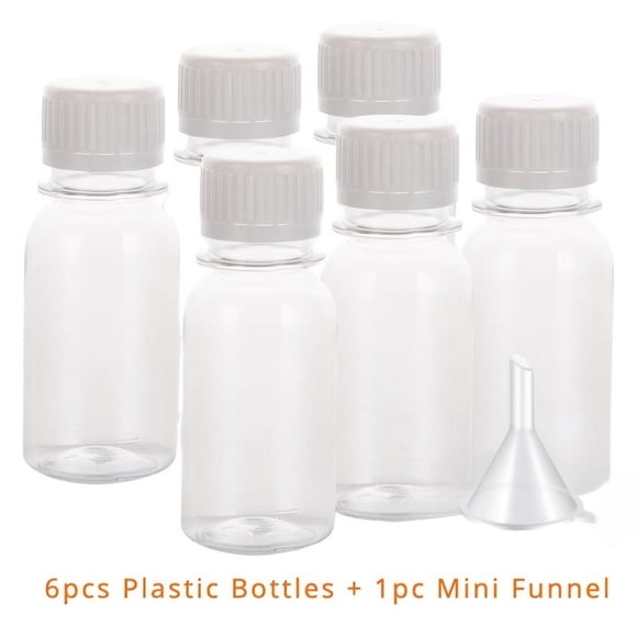 DEBGFS 6pcs 2oz Plastic Mini Clear Bottles with Lids  Small Shot Ginger Shots Bottles for Juice Potion ZZZ,Clear - 6pcs