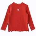 thumbnail image 3 of idosla Toddlers Baby Girls Basic Turtleneck T-Shirt Tops Cotton Lettuce Edge Trim Long Sleeve Strawberry Toddler Girl Clothes (Red, 4-5 Years), 3 of 5