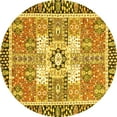 thumbnail image 1 of Ahgly Company Machine Washable Indoor Round Abstract Yellow Modern Area Rugs, 6' Round, 1 of 4