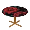 thumbnail image 3 of PIKWEEK  Round Vinyl Fitted Tablecloth with Flannel Backing Elastic Table Cloth Waterproof Oil-Proof Plastic Table Cover Aesthetic Roses Red Round Tablecloth, 3 of 7