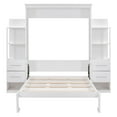 thumbnail image 6 of Solid Wood Bed Frame Murphy Bed Wall Bed with Shelves, Drawers and LED Lights, Platform Bed Frame, Mid Century Bedframe, Wood Foundation(White, Full), 6 of 9