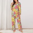 thumbnail image 2 of Haiem Donut and Blue Pattern Women’s Long-sleeve Sleepwear,Sleepwear Set,2-piece Loungewear Set,Soft PJs Comfy Nightwear with Pockets-Medium, 2 of 7