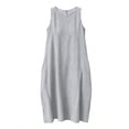 thumbnail image 4 of ZHYou Striped Dresses for Women Casual Summer Crewneck Maxi Dress Beach Long Sundresses with Pockets Gray XL, 4 of 4