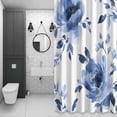 thumbnail image 3 of Blue Floral Shower Curtain for Bathroom, Retro Watercolor Spring Blue Flowers Leaves Waterproof Cloth Fabric Bathroom Accessories Set with 12 Rust Proof Plastic Hooks, 60"x72", 3 of 9