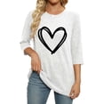 thumbnail image 3 of YUGYXL Womens 3/4 Sleeve Crew Neck T-Shirts Valentine's Day Spring Shirts Love Heart Printed Graphic Tees White M, 3 of 5