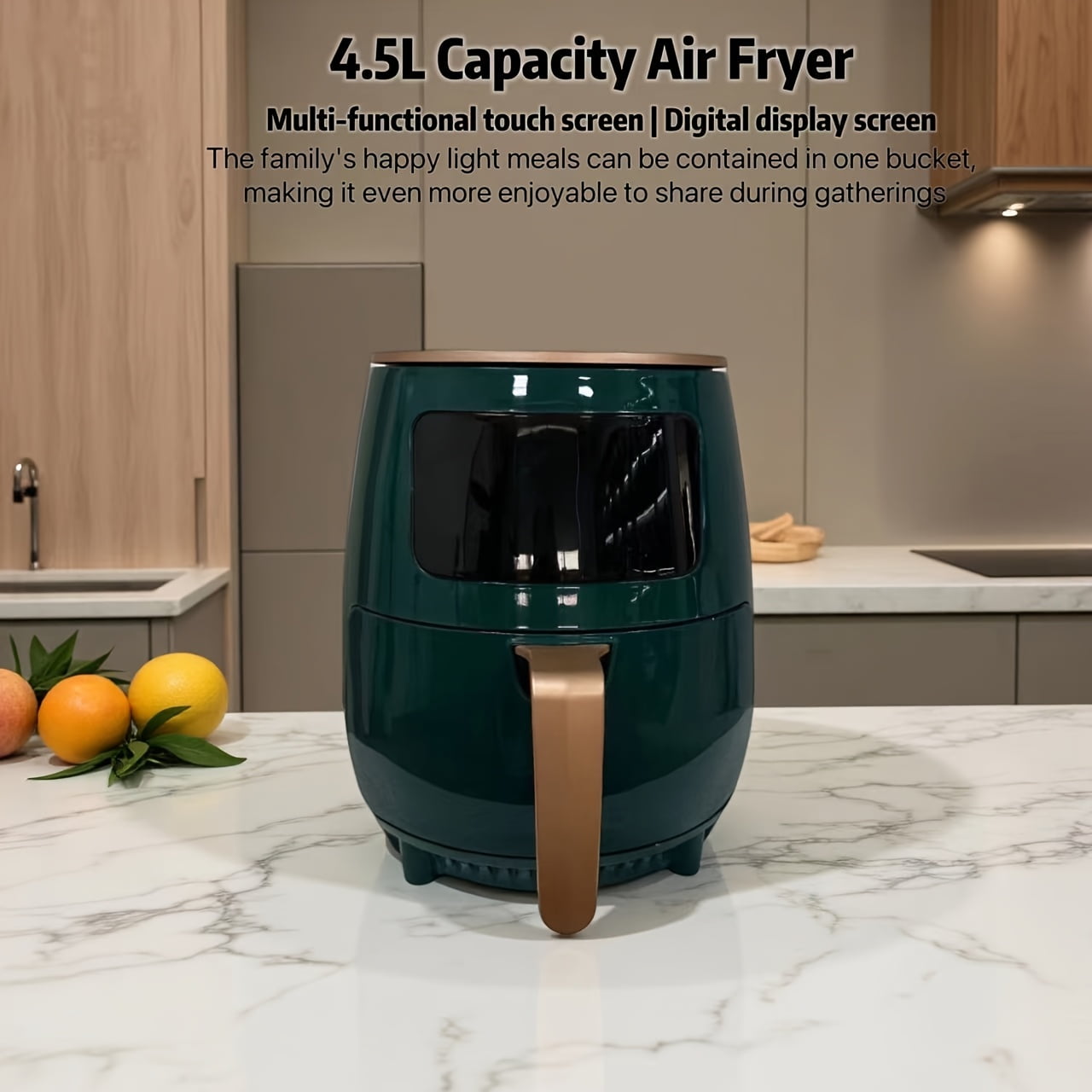 Air Fryer, Large Capacity 4.5L Hot Air Circulation Fryer with Touchscreen, Even Heating for Baking Roasting Frying, Compatible for Family, Suitable for Parties, Plug-in