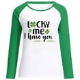 thumbnail image 4 of Chandails en Molleton pour Femmes Col Rond Vert Manches Longues Raglan T-Shirts Imprimé Gnome Tendance Graphiques, 4 of 5