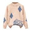 Aocisk Chandail Tricoté pour Garçons, Couleur Dégradée, Manches Longues, Col Ras du Cou, Chandail Doux et Confortable, Tenue Décontractée pour Enfants, Beige, 3-4 Ans