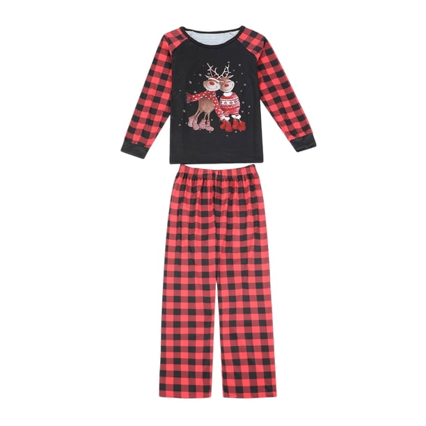 Traje de pantalones largos familiares Casual Elk Impreso Plaid Estilo navideño Ropa de dormir Traje FLhrweasw Nuevo
