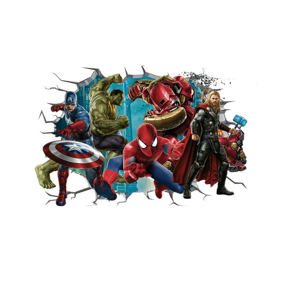 Gusuhome Avengers Wall Decals Sticker for Boys Room 3d Superhero Room Peel and Stick Wall Decal