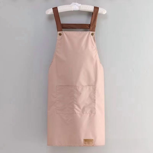Durable PVC Kitchen Apron with Waterproof & Oil-Resistant Features - Unisex Design for Home & Hotel Use, Sleeveless & Easy to Wear, Solid Color in Leather Pink with Adjustable Straps and Button