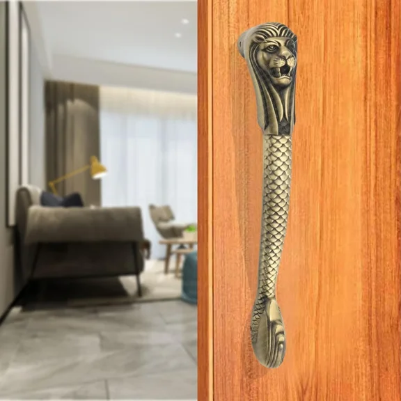 Global Antiques Modern Brass Lion Door Handle Set of 2 Main Door Pull Vintage Style Decorative Hardware
