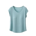 thumbnail image 2 of YHAJDS Womens Pajama Tops Solid V Neck Sleeveless Loose Casual Soft Summer Sleepwear Shirt Lounge Casual Top, 2 of 8