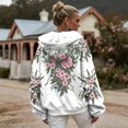 thumbnail image 6 of Womens Plus Size Graphic Hoodies Trendy Floral Printed Hooded Sweatshirts Ladies Loose Fit Pullovers Fall Long Sleeve Tops ZZ_White XL, 6 of 6