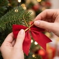 thumbnail image 5 of Christmas Ornaments, Fleece Wine Red Bow Christmas Decoration, Christmas Party Decorations, Christmas Bow, for Xmas Tree, Home, Party, Holiday Christmas Decorations, 5 of 7