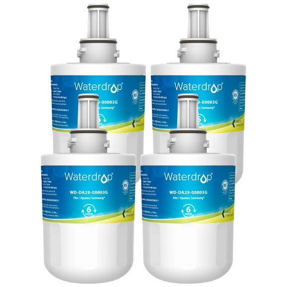 Waterdrop DA29-00003G Refrigerator Water Filter Compatible with Samsung® DA29-00003G, Aqua-Pure Plus DA29-00003B, HAFCU1, DA29-00003A, 4 Filters, Package may vary