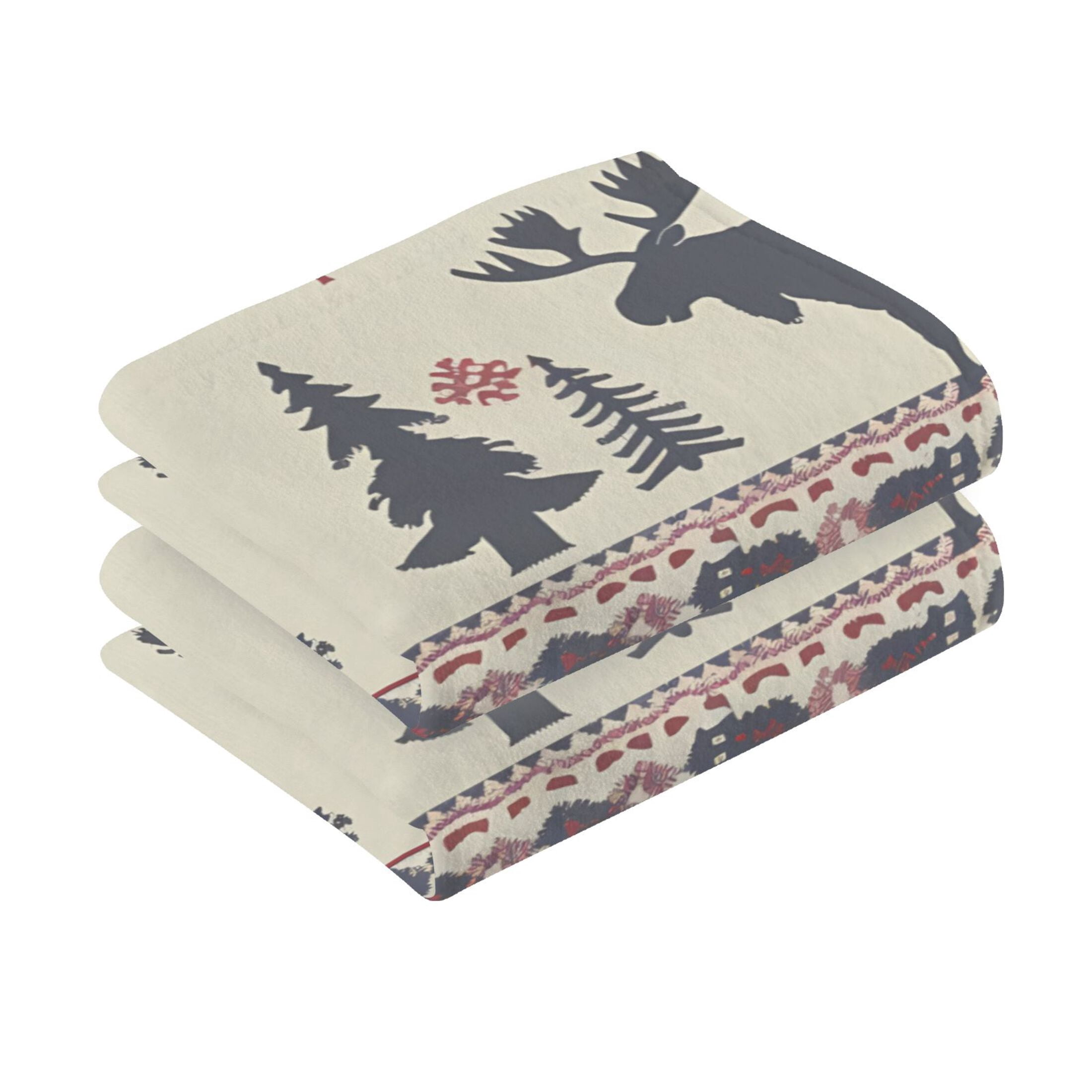 Cotton Bath Towels Soft Face Towel Absorbent Quick Dry Moose Tree Silhouette 16"x28" 2 Pack