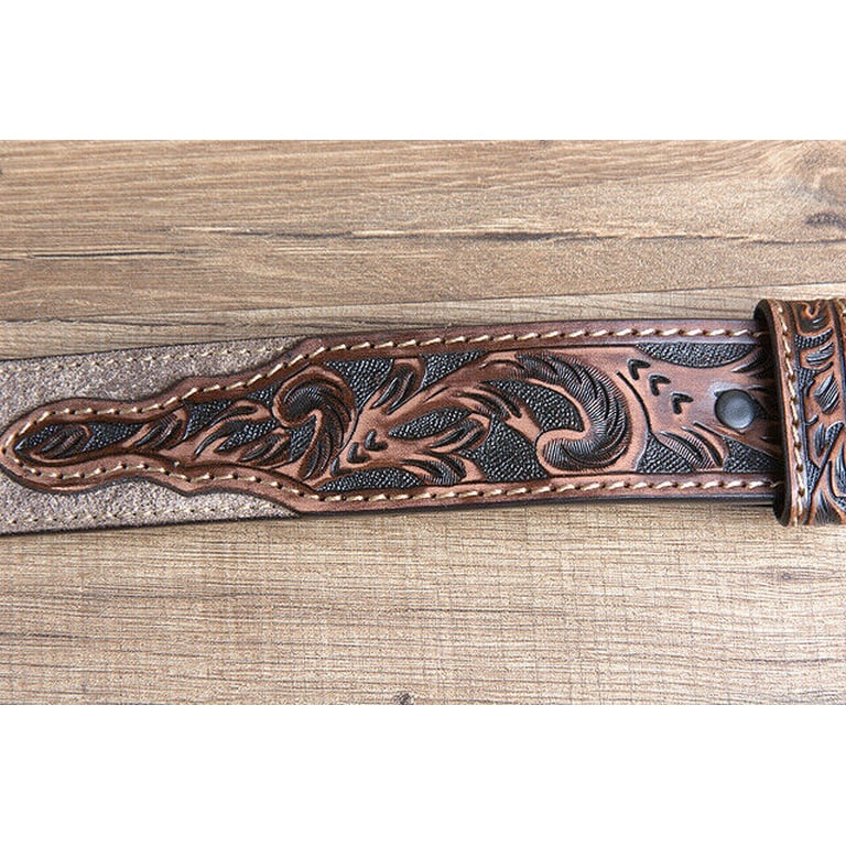 Western Cowboy Leather Belt - Blue & Brown — MaheTri