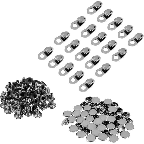 50 Sets Safety Hooks for Boot Alloy Shoe Lace Hooks with Rivets for Camp Hike Climbing Repair Leather Boot Shoes Gunmetal DIY