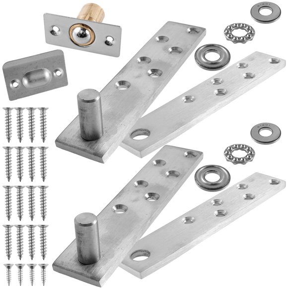 2Pcs Door Pivot Hinges Stainless Steel Hidden Door Hinge Hardware Sturdy Cabinet Door Hinge 360° Rotating Secret Door Hinge Support 220lbs Max for Bookcase Bookshelf Cabinet Door