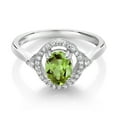 thumbnail image 2 of Gem Stone King 1.24 Ct Oval Green Peridot 925 Sterling Silver Ring (Size 7), 2 of 4
