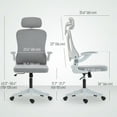 thumbnail image 3 of HOMCOM Chaise de Bureau Ergonomique, Chaise de Bureau avec Appuie-Tête Réglable, Gris, 3 of 10