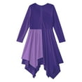 thumbnail image 4 of Zaldita Long Sleeve Praise Dance Dress for Girls Metallic Liturgical Worship Dance Costumes Asymmetrical Church Robe Tunic Lavender 6, 4 of 7