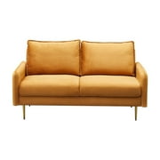 Kingway Furniture Almor Velvet Living Room Loveseat in Ginger