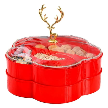 

Divided Serving Container | Fruit Trays For Serving For Party | Nut And Candy Serving Dish Double Layer Serving Tray Container Classic Flower Shape