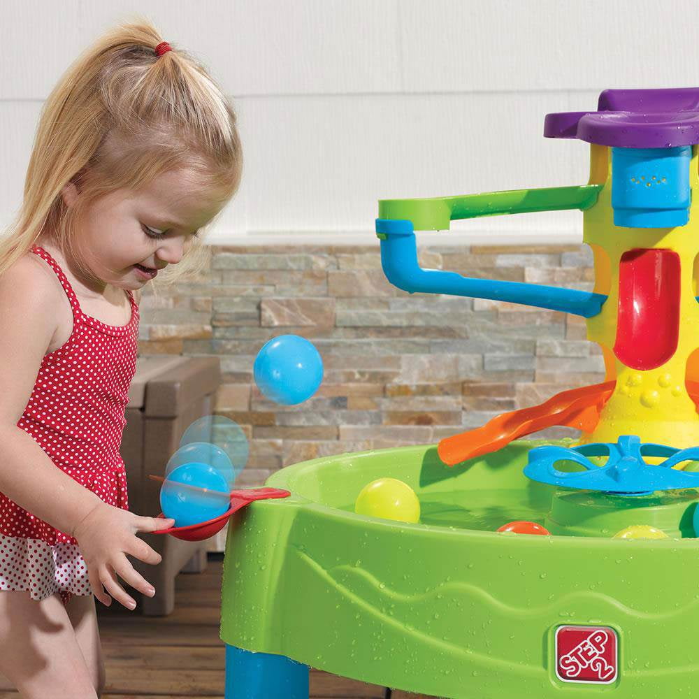 Step2 Busy Ball Play Green Plastic Water Table for Toddlers with Ramp and Spinner
