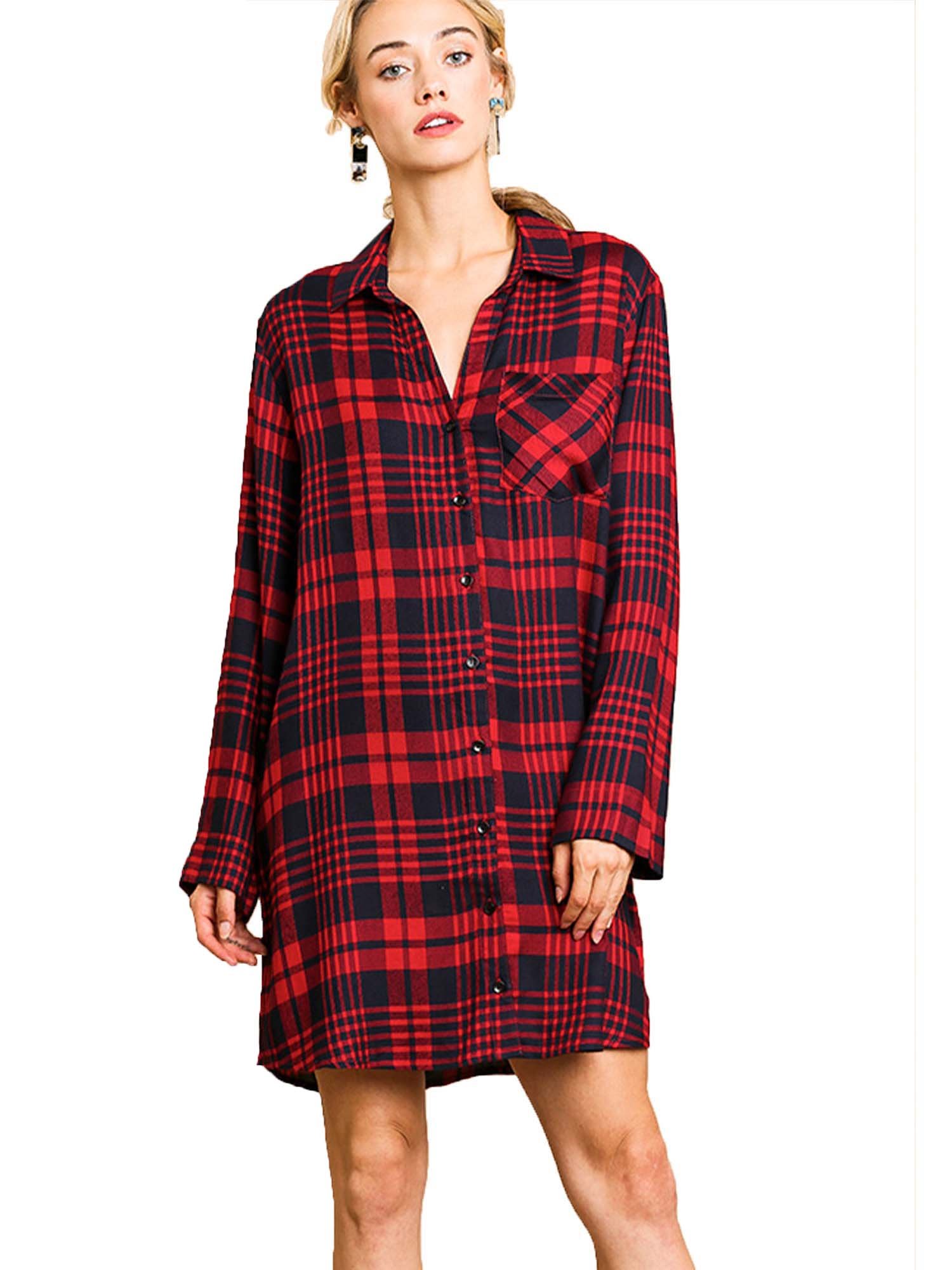 womens red flannel dress