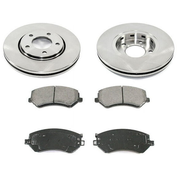 Front Brake Pad and Rotor Kit - Compatible with 2001 - 2005 Dodge Grand Caravan FWD 3.3L V6 2002 2003 2004