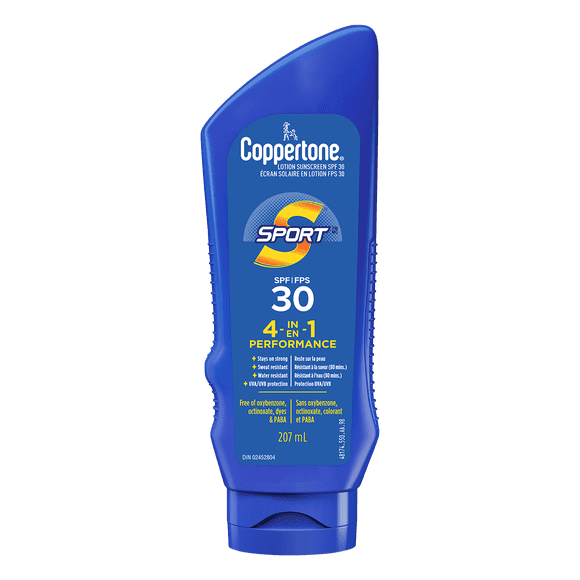 Coppertone Sport Lotion Solaire FPS 30, Résistant à la Sueur et à L’Eau, 207 ml
