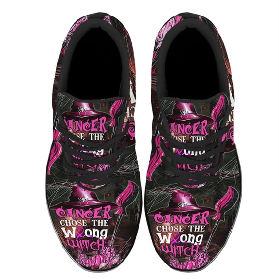 Cancer Chose The Wrong Witch Shoes Women's Fashion Sneakers Tennis Running Shoes for Men Women Black Size 3.5