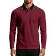 thumbnail image 5 of Josdec Men's Color Block Long Sleeve Top, Turndown Collar Contrast Piping Casual Base Shirt for Daily Layering S‑XXL, 5 of 8