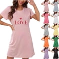 thumbnail image 3 of WREESH Night Shirts for Women Valentine's Day Short Sleepshirts Heart Printed for Comfortable and Soft Sleepwear Blue, 3 of 3