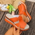 thumbnail image 2 of Wensltd Women Wide Width Sandals Wedge Solid Color Summer Sandals Comfortable Wedge Heel Casual Outdoor Walking Shoes, 2 of 9