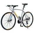 thumbnail image 2 of ACE-BIKE, 1-YEAR-WARRANTY, 24 Speed Road Bike, 700C Hybrid bike, Double Disc Brake City Bicycle, Aluminum Alloy Frame & Rim, Multiple Colors for Men Women(Silver), 2 of 7