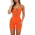 thumbnail image 1 of xiaxaixu Women Strapless Romper Shorts, Shiny Rhinestone Sleeveless Hollow Out Bodycon Jumpsuit, 1 of 6