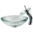 thumbnail image 4 of KRAUS 34 mm Thick Glass Vessel Sink in Clear with Waterfall Faucet in Chrome, 4 of 7