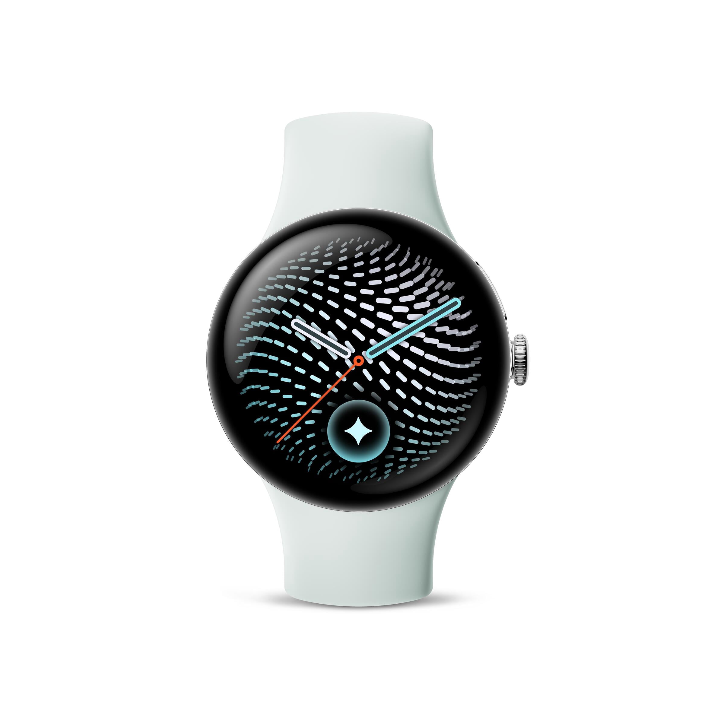 Google Pixel Watch 5 (41mm) Wi-Fi - Android Smartwatch with Domed Display, Comprehensive Health and Fitness Tracking, and Help from Gemini - Polished Silver Aluminum Case / Fog Active Band (2nd gen)