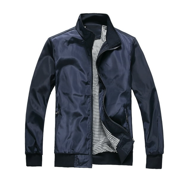 Sarkoyar Men Coat Solid Color Stand Collar Zipper Cardigan Spring