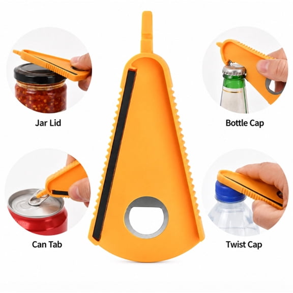 6 in 1 Jar Lid Opener, Non Slip Gripper Tool with Ring Pull and Bottle Opener for Kitchen Use, TIKA