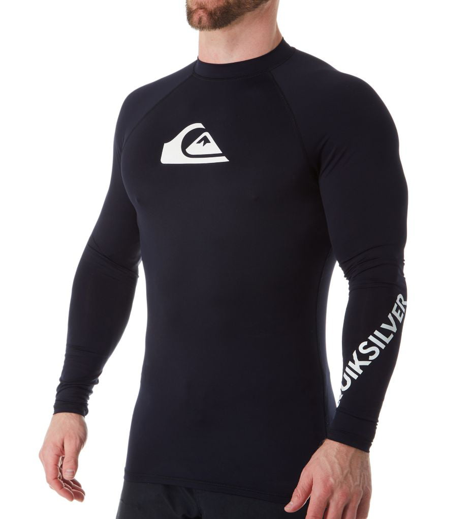 QUIKSILVER Men's Black Pride Rash Guard Short Sleeve Crew Graphic Surf Tee Shirt 