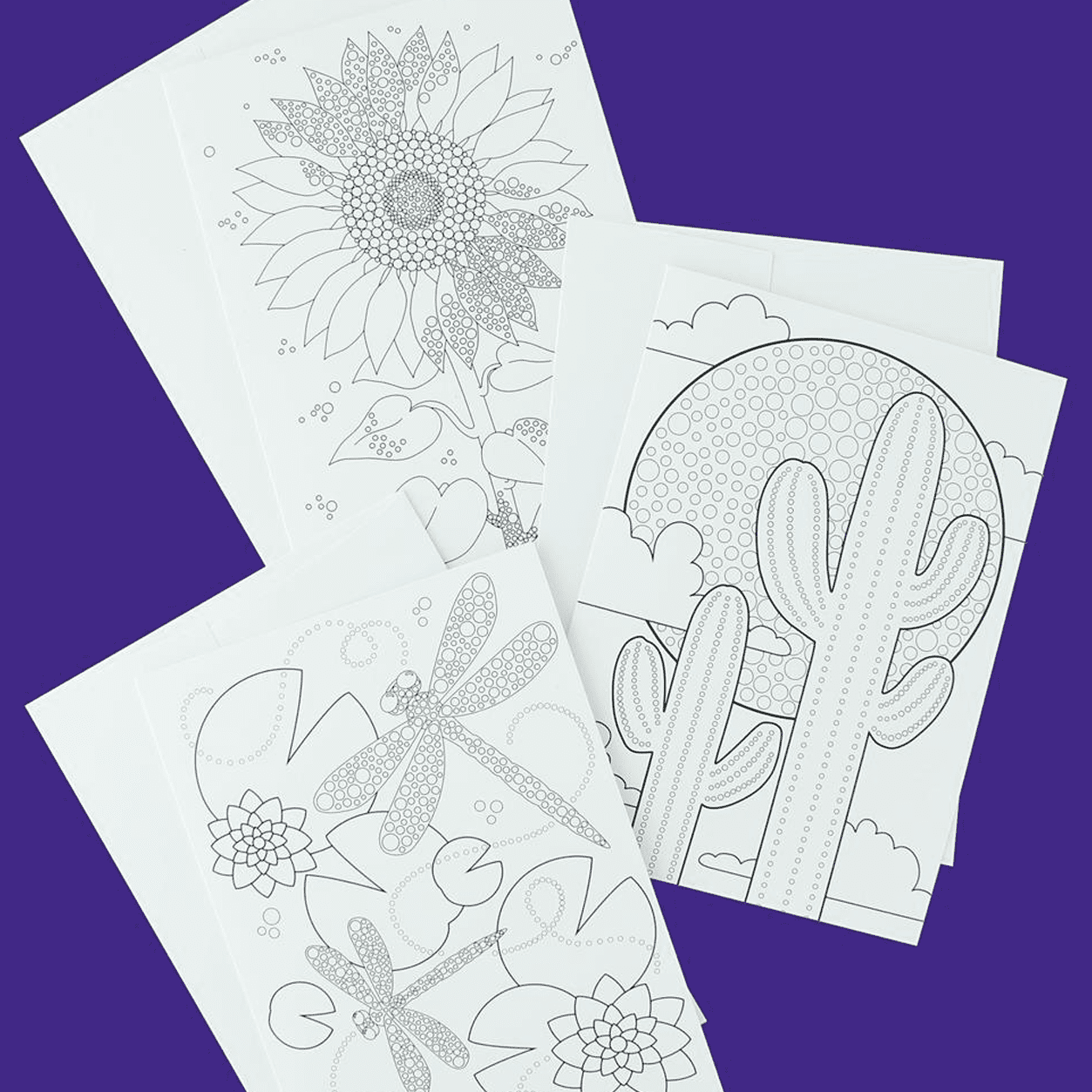 Leisure Arts Crafting Dot Art Card and Envelope 5x7 - 12piece Botancal with Markers