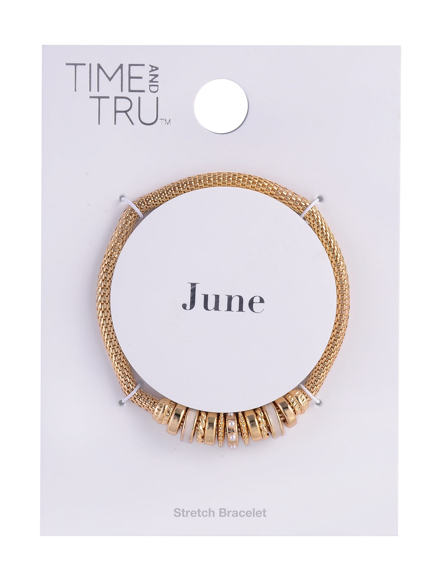 Time and Tru Goldtone Chain with Pearl Birthstone "June" Bracelet