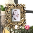 thumbnail image 4 of DecMode 4" x 6" Handmade Intricate Carved Gold Scroll Photo Frame (2 Count), 4 of 16